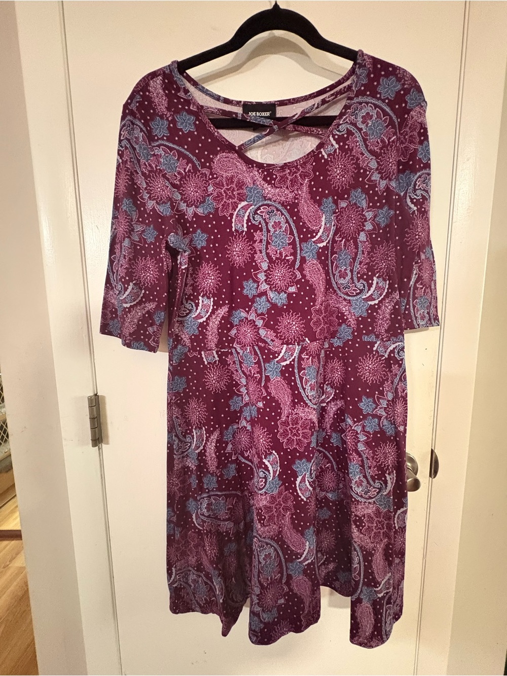 Joe Boxer Plum and Blue Paisley Short Sleeve Tunic Dress